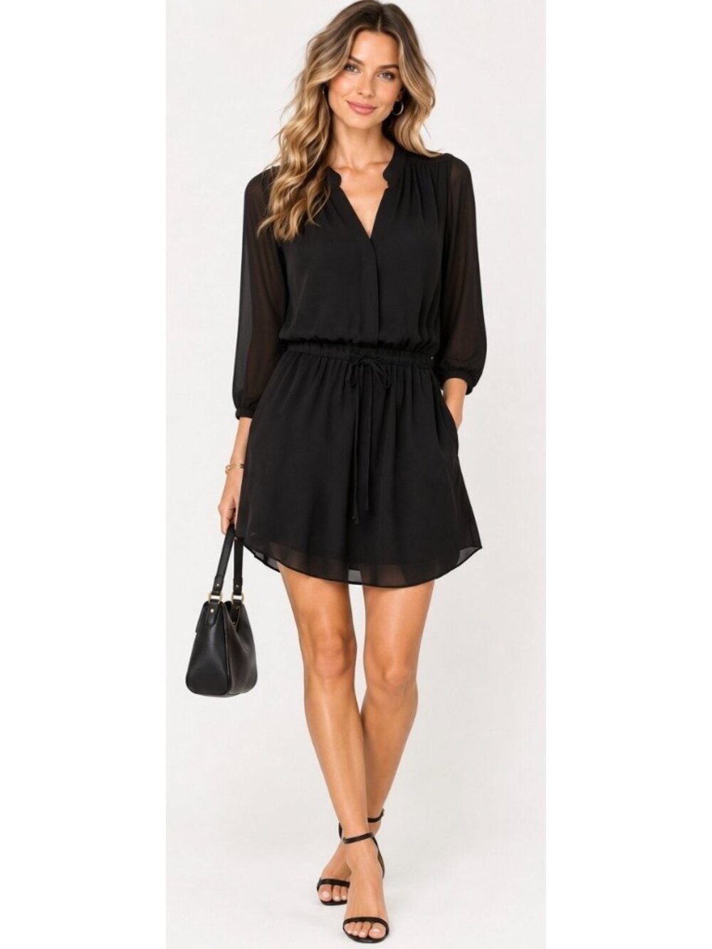 Aritzia Babaton Bennett Silky Mini Little Black Dress